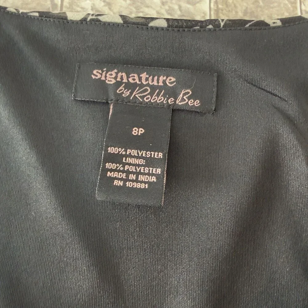 NEW Signature by Robbie Bee 8 Petite Ruffle Dress Women's Black White  NWT - Picture 17 of 17